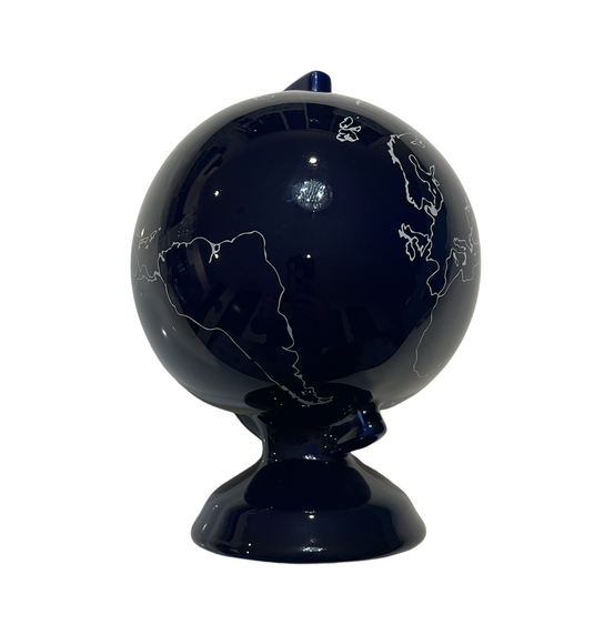 Alcancía globo terráqueo de cerámica Azul